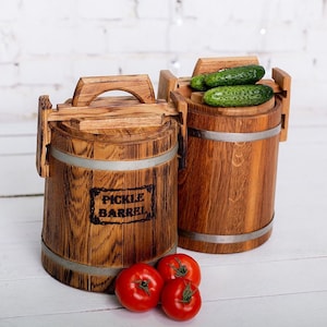 Personalisiertes Gurken-Eichenfass 3L-5L-10L-15L, Holz-Bat mit einem Deckel-Holzeimer für Sauerkraut-Küchenbehälter-Fermentationstopf