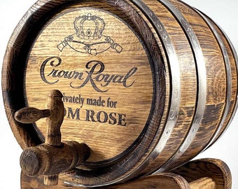 Whiskyfass Rown Royal, personalisierter Whisky, Wein, Rum, Tequila, Bourbonfass, Eichenfass, Holzfass Geschenk für Ihn Vatertag zum Vatertag