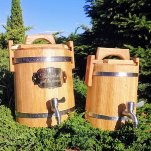 Barril de carvalho personalizado para kombucha com tampa, barril de madeira para vinho, uísque, vinagre, cerveja, água, infusão contínua, jarra de kombucha, barril de carvalho, fermentação