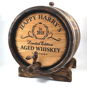 Personalized Oak Whiskey Mini Barrel 1-15L, Custom Wooden Whisky-Wine-Rum-Bourbon-Beer-Tequila Barrel, Gift for Men Him Dad Husband Oak Cask