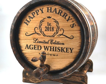 Personalized Oak Whiskey Mini Barrel 1-15L, Custom Wooden Whisky-Wine-Rum-Bourbon-Beer-Tequila Barrel, Gift for Men Him Dad Husband Oak Cask