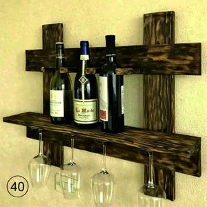 Custom Wall Mounted Wine Rack–Rustic Wooden Wine Shelf–Handmade Bottle Holder–Farmhouse Bar Storage–Wall Wine Organizer–Gift for Wine Lovers