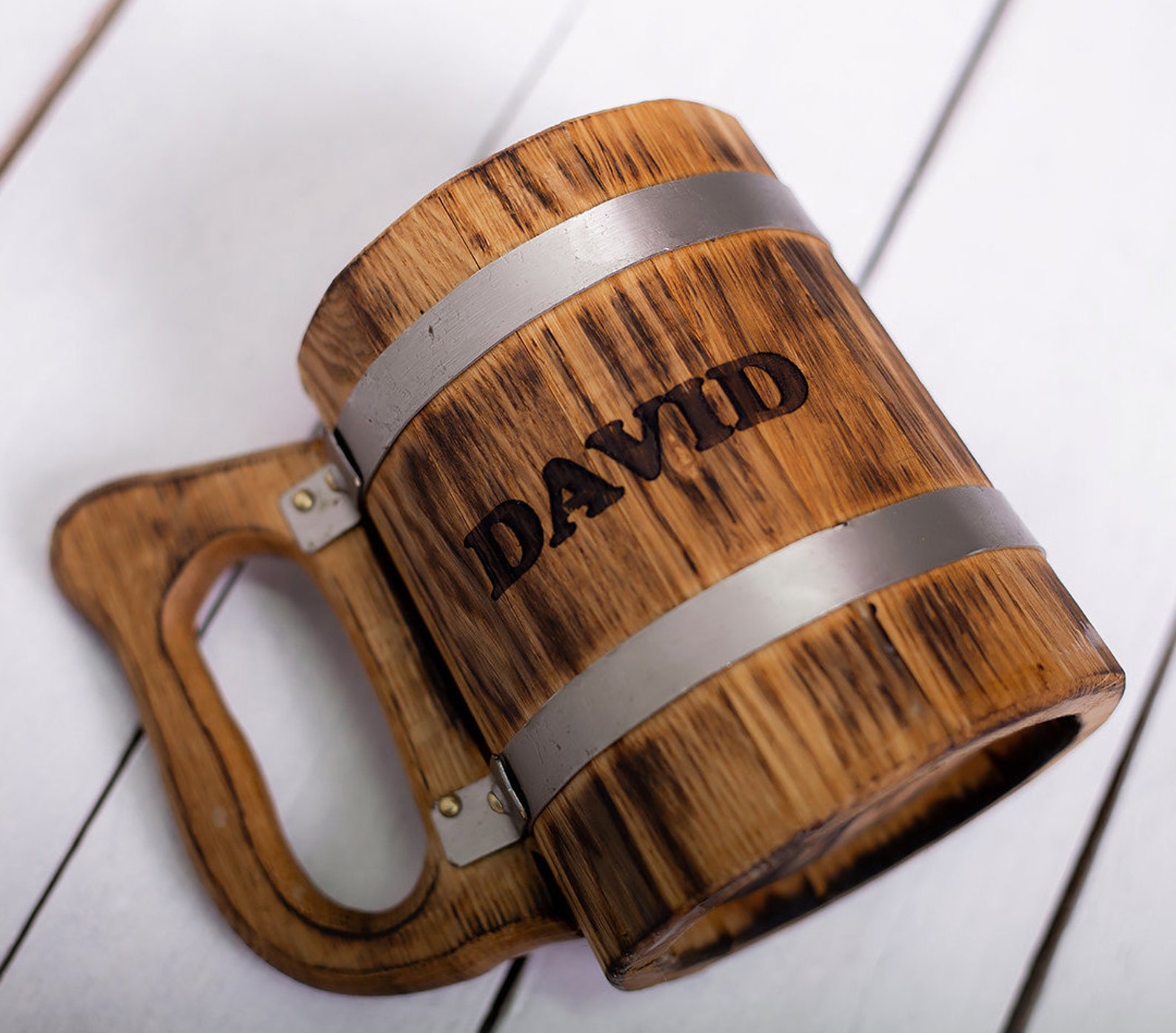 Wooden Beer Mug Viking Tankard Gift for Him Personalized Etsy