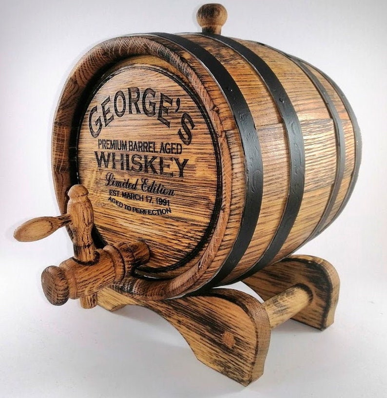 Personalized Oak Whiskey Barrel 1-2-3-5-10-15L, Whisky-Wine-Rum Barrel Wooden Bourbon Barrel Gift for Men Him Dad Husband Rum lover Oak Cask zdjęcie 1