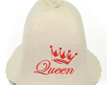 Custom Sauna Hats "Queen" & "King" – 100% Wool Felt Banya Caps – Funny Sauna Gift– Universal Size – Gift for Sauna Lover - Sauna Wellness