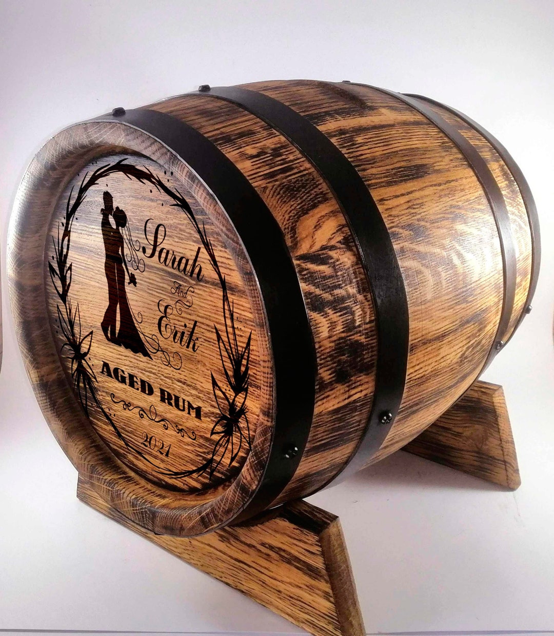 Wedding Barrel Card Box 10L, Personalized Oak Whiskey Barrel Box, Wine