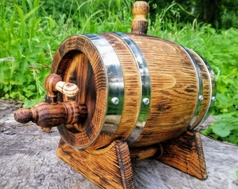 Personalized Whiskey Oak Barrel 3L-5L-10L-15L Handmade Wooden Barrel for Wine-Bourbon-Rum-Beer Gift for Him Dad Husband Boyfriend Wine lover