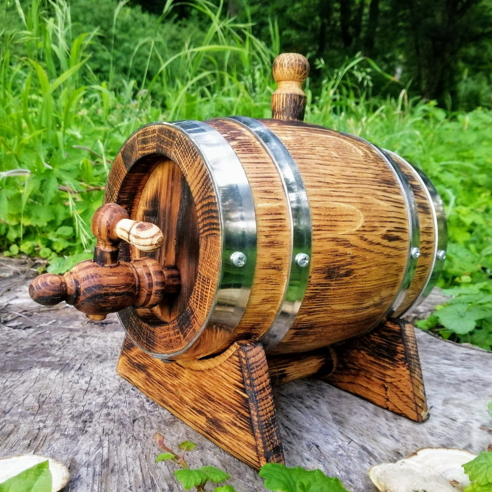 3L Oak Barrel Wooden Barrel for Storage Wine Whiskey Spirits Wine Barrel 