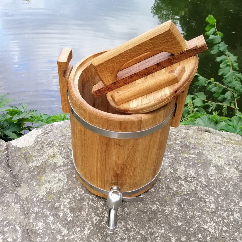 Kombucha Container Oak Barrel 3510L15L With Lid Wooden Etsy