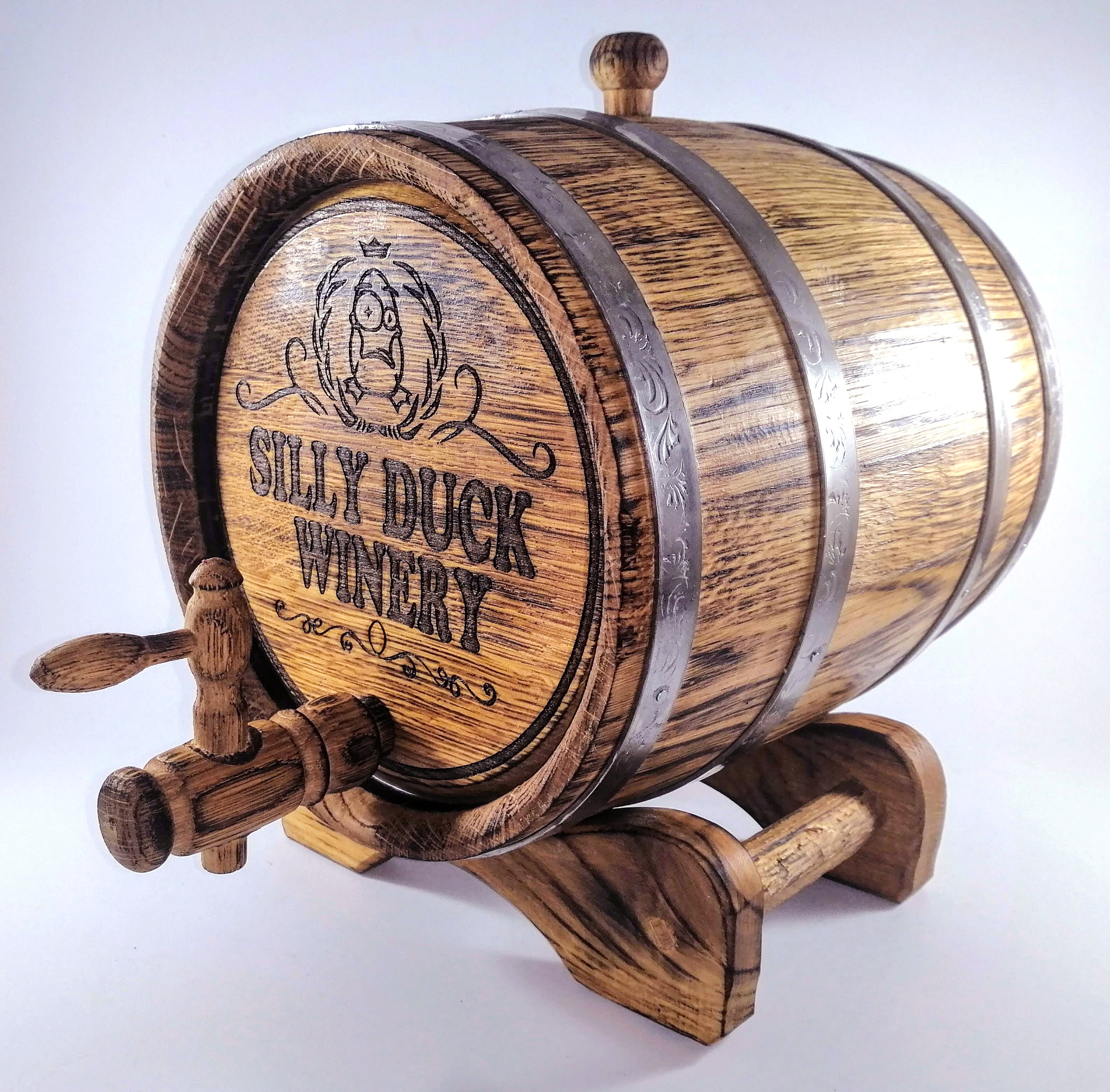  Barril de vino de madera para whisky, barril de vino grabado,  hecho a mano con roble blanco, para cerveza, whisky, ron, puerto, barriles,  almacenamiento y envejecimiento (color : A, tamaño: 3L) 