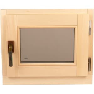 Premium Sauna Window 600x500 mm | Tilt-Open Linden Wood Frame | Triple Tempered Glass | Double-Chamber | Eco Sauna Ventilation-Accessory