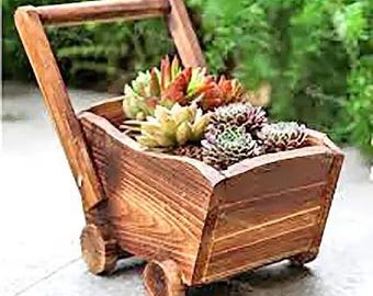 Wooden Planter Box–Rustic Handmade Flower Pot Cover, Rectangular Wood Cachepot, Indoor-Outdoor Plant Holder, Natural Wood Planter Home Decor