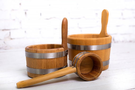 Wooden Sauna Bucket 3-5 L and Ladle Sauna Accessories - Etsy UK