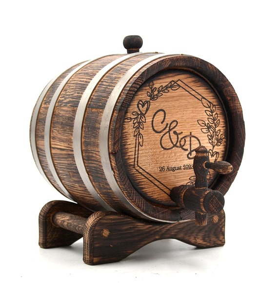 Wood Wine Barrel Keg w/ Steel Hoop & Water Tap Sign Wood Wine Barrel Keg w/ Steel Hoop & Water Tap Sign