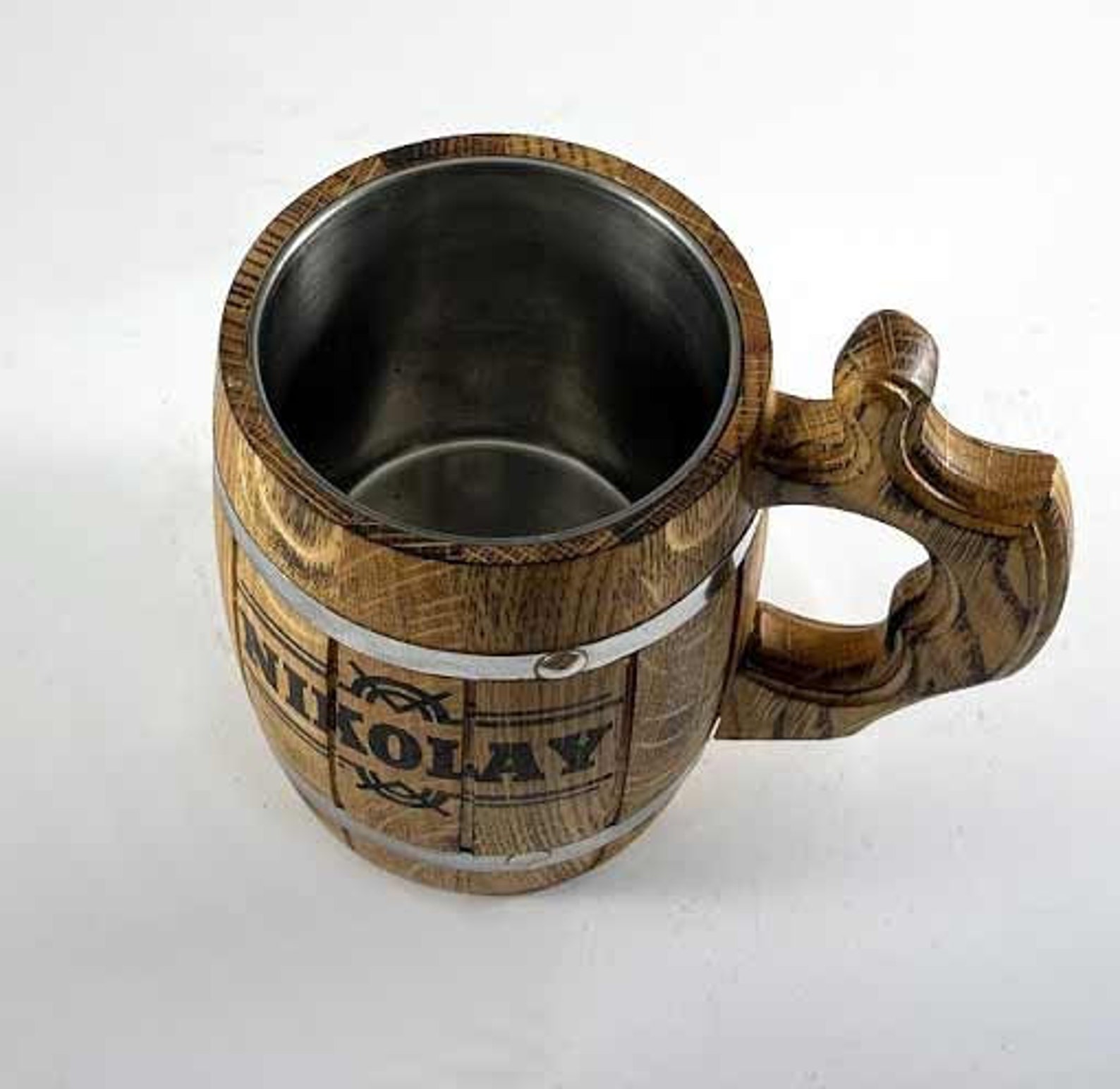 Wooden Beer Barrel Mug Oak Tankard 0.5 L Gift for Etsy UK