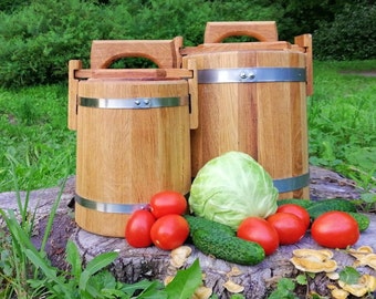 Personalisierte Gurkenfässer 3L-5L-10L, Holzbottich mit Deckel Fermentationskits & Crock-Holzeimer für Gürkchen und Sauerkraut