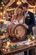 Engraved Oak Wedding Barrel Card Box \u2013 10L\/20L Personalized Whiskey Barrel, Wedding & Anniversary Gift, Rustic Home Bar Decor