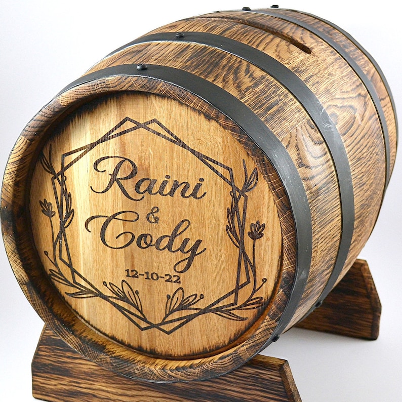 Wooden Gift Box Wedding Barrel Card Box 10lpersonalized Oak Etsy