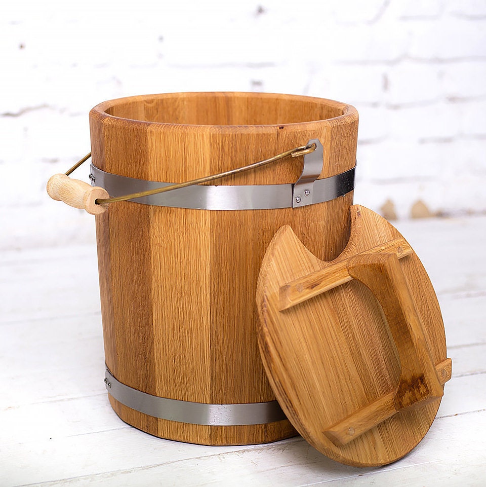 Wooden Sauna Bucket 15 L & Scoop Vintage Oak Bucket With Etsy UK