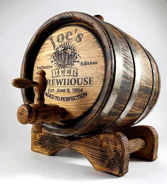 Beer Barrel 1-15 L, Personalized Oak Beer Cask–Mini Beer Keg, Custom Engraved Home Brewing Gift, Beer Brewing Accessory Gift for Dad Man Him