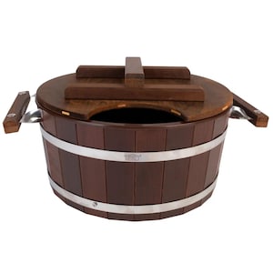 15L Sauna Steaming Bucket+FREE Birch, Oak, Eucalyptus Venik Set-Thermo Linden Wood with Lid+Insert (Plastic or Stainless Steel) Wood Bucket