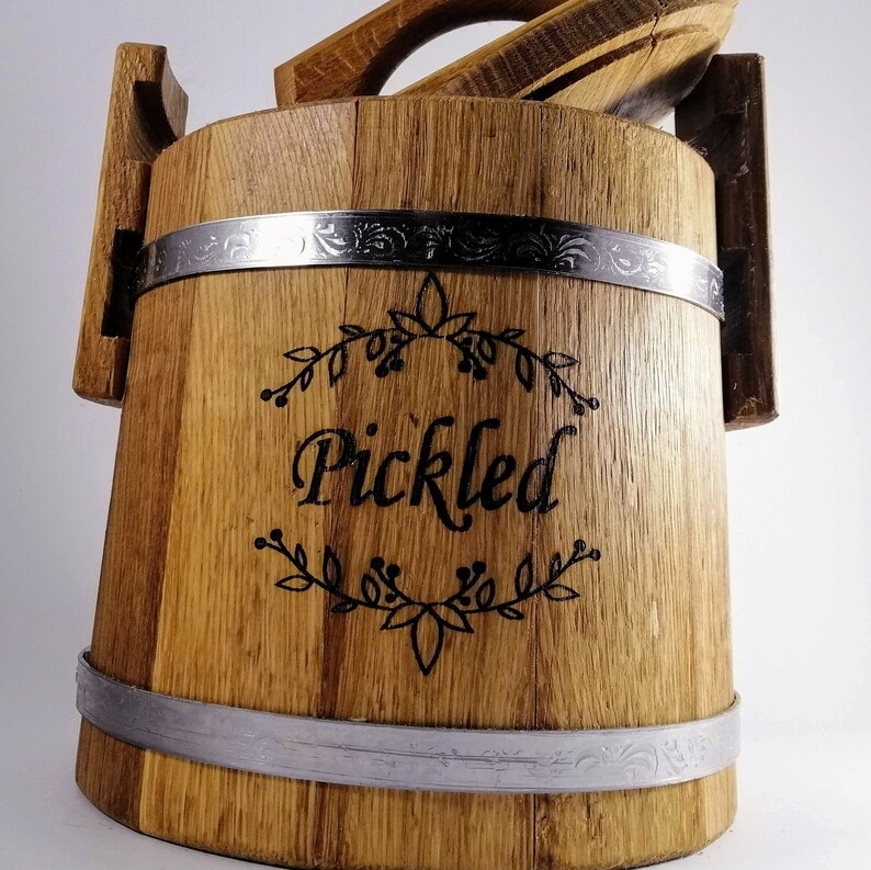 Gärfass, Gurkeneichenfass 3L-5L-10L-15L mit Deckel, Holzeimer für Sauerkraut, Fermenttopf, personalisierte Geschenke für Mama image 5