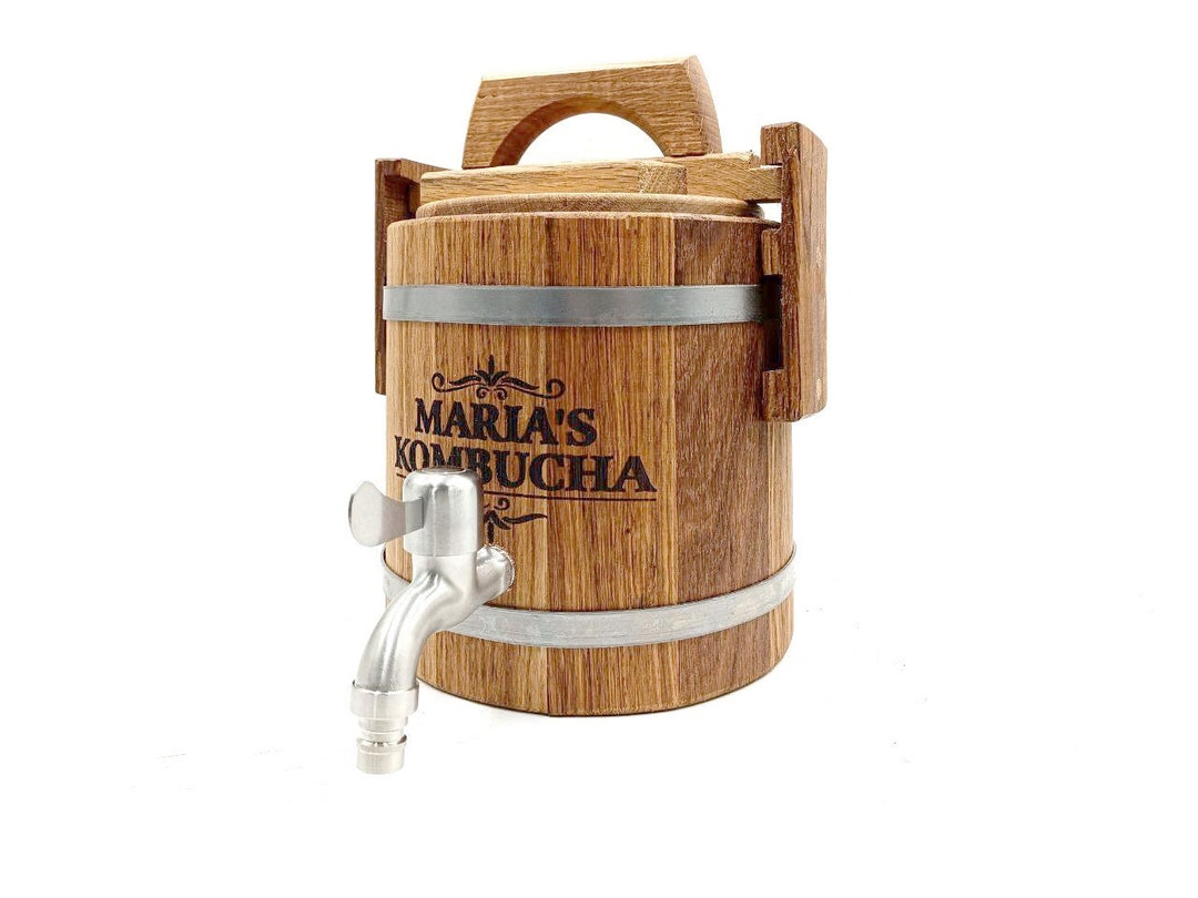Kombucha Container, Oak Barrel 3510L15L With Lid, Wooden Barrel for