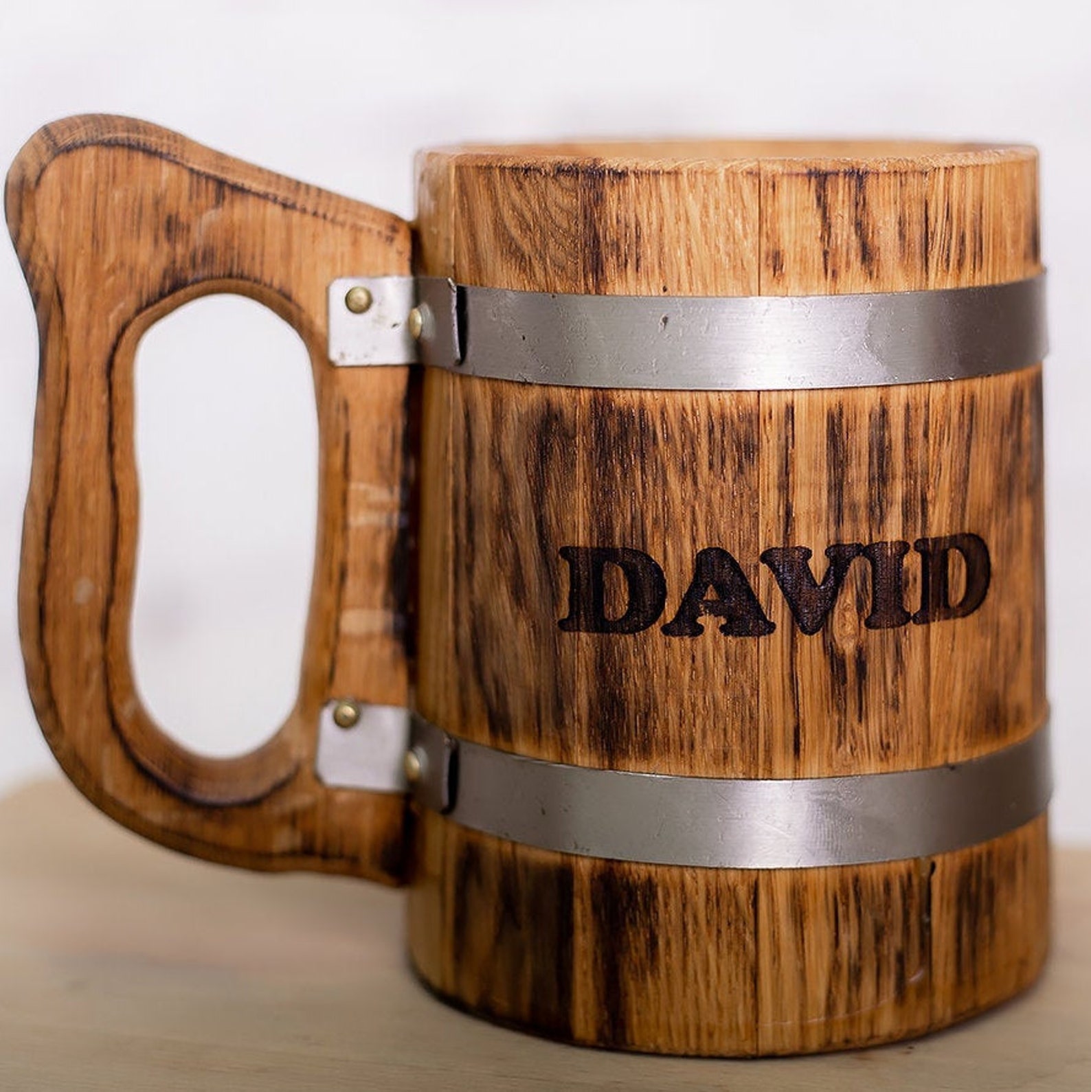 Wooden Beer Mug Viking Tankard Gift for Him Personalized Etsy
