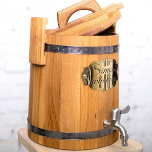 Kombucha Container, Oak Barrel 3-5-10L-15L With Lid, Wooden Barrel For Wine Vinegar Beer, Fermentation Crock, Continuous Brew Kombucha Tea