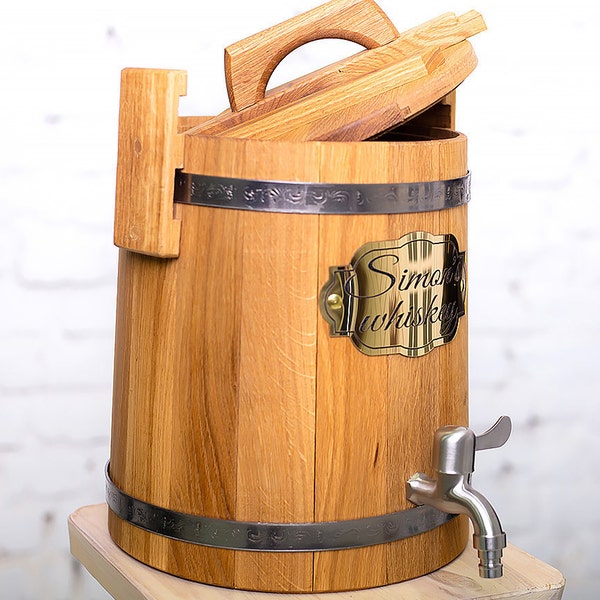 Kombucha Container, Oak Barrel 3-5-10L-15L With Lid, Wooden Barrel For Wine Vinegar Beer, Fermentation Crock, Continuous Brew Kombucha Tea