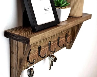 Rustic Key Hanger-Wooden Wall Key Holder Cabinet–Handmade Key Organizer, Entryway Key Box, Farmhouse Wall Decor Hallway Storage Housewarming