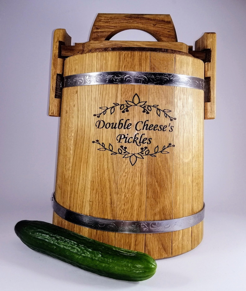 Gärfass, Gurkeneichenfass 3L-5L-10L-15L mit Deckel, Holzeimer für Sauerkraut, Fermenttopf, personalisierte Geschenke für Mama image 10