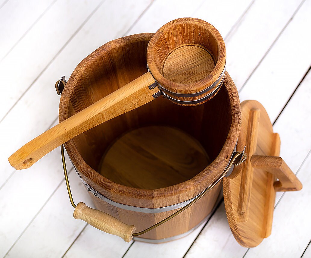 Wooden Sauna Bucket 15 L & Scoop Vintage Oak Bucket with Etsy