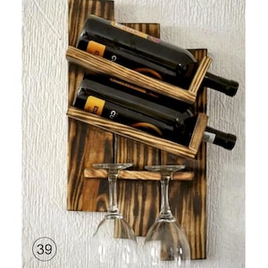 Custom Wall Mounted Wine Rack–Rustic Wine Shelf–Wood Bottle Holder–Handmade Kitchen Organizer–Modern Bar Storage–Wine Rack Gift, Wine Lovers