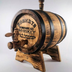 Personalized Oak Whiskey Barrel 1-2-3-5-10-15L, Whisky-Wine-Rum Barrel Wooden Bourbon Barrel Gift for Men Him Dad Husband Rum lover Oak Cask zdjęcie 7