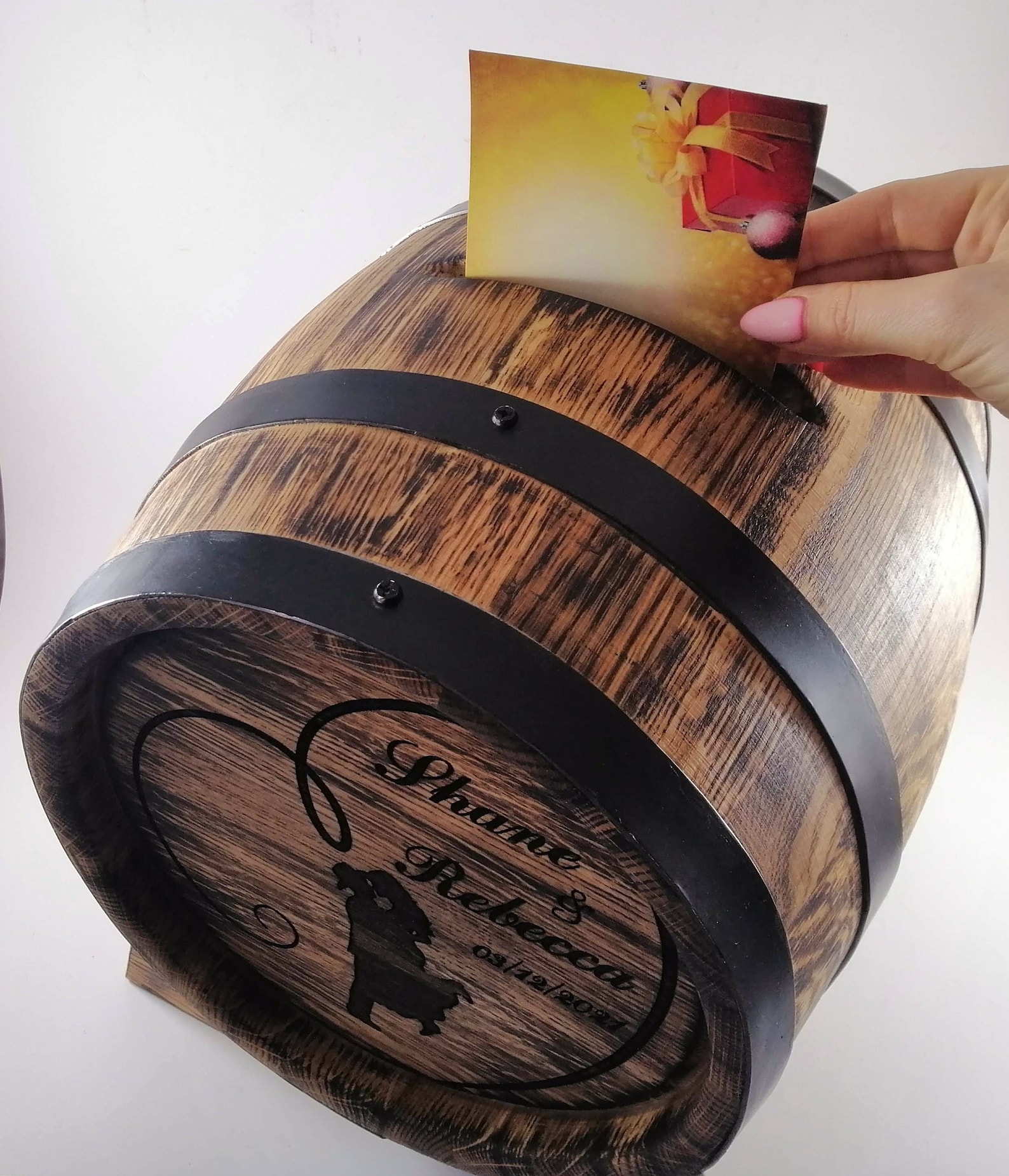 Wedding Barrel Card Box 10L Personalized Oak Whiskey Barrel Etsy