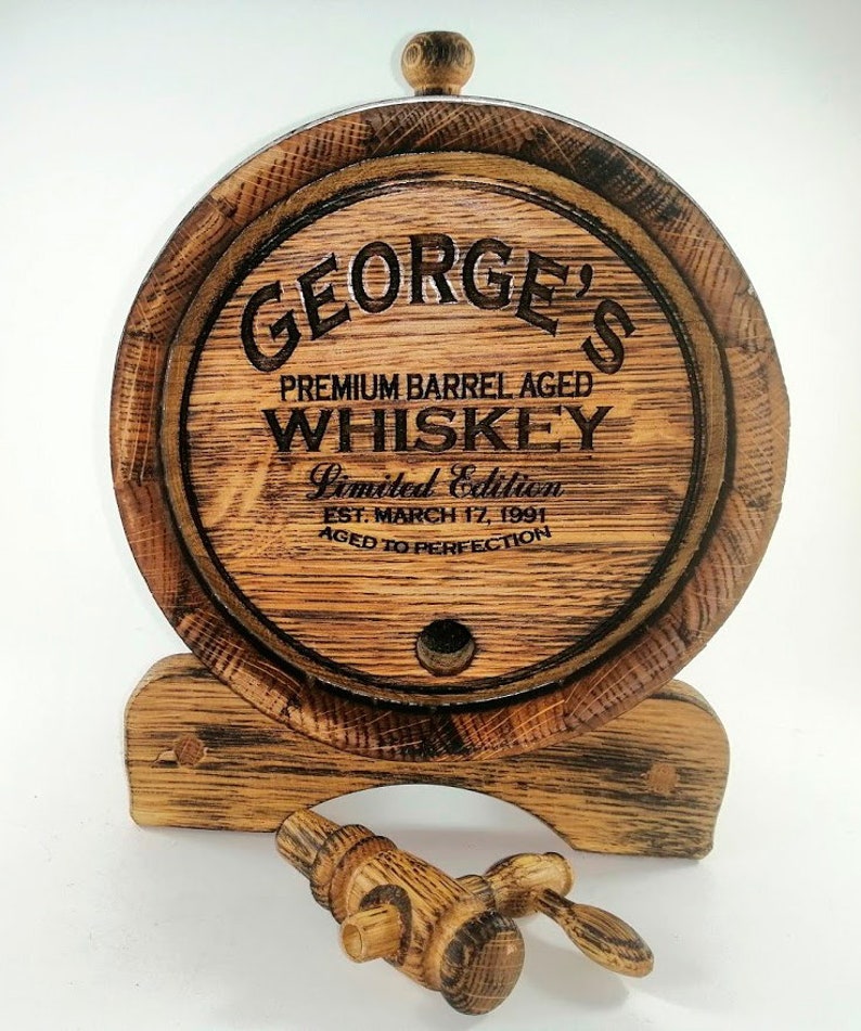Personalized Oak Whiskey Barrel 1-2-3-5-10-15L, Whisky-Wine-Rum Barrel Wooden Bourbon Barrel Gift for Men Him Dad Husband Rum lover Oak Cask zdjęcie 4