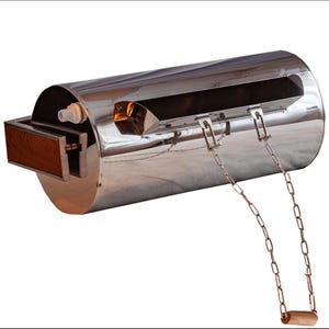 20L Horizontal Steel Sauna Dousing Bucket “Waterfall Cylinder”-Stainless Steel & Thermo Wood-Auto-Fill Cold Shower System- Сontrast Therapy