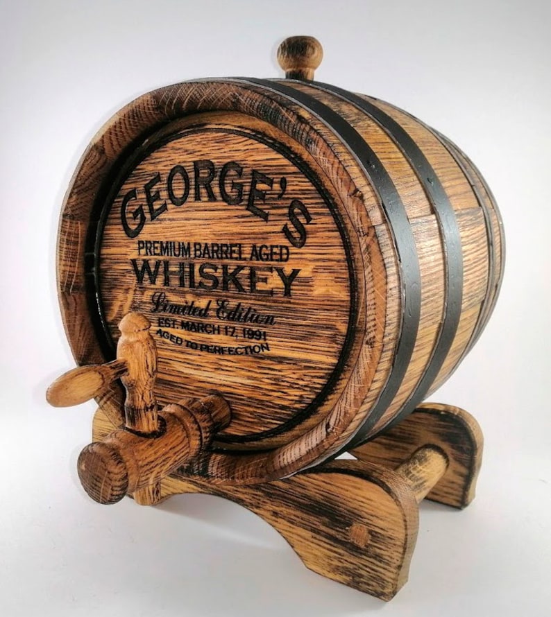 Personalized Oak Whiskey Barrel 1-2-3-5-10-15L, Whisky-Wine-Rum Barrel Wooden Bourbon Barrel Gift for Men Him Dad Husband Rum lover Oak Cask zdjęcie 3