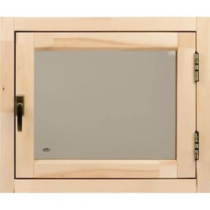 Сustom Eco Sauna Window 600x500 mm, Tilt-Open Linden Wood, Tempered Glass, Eco Sauna Ventilation, Handmade Sauna Supply for Steam Room