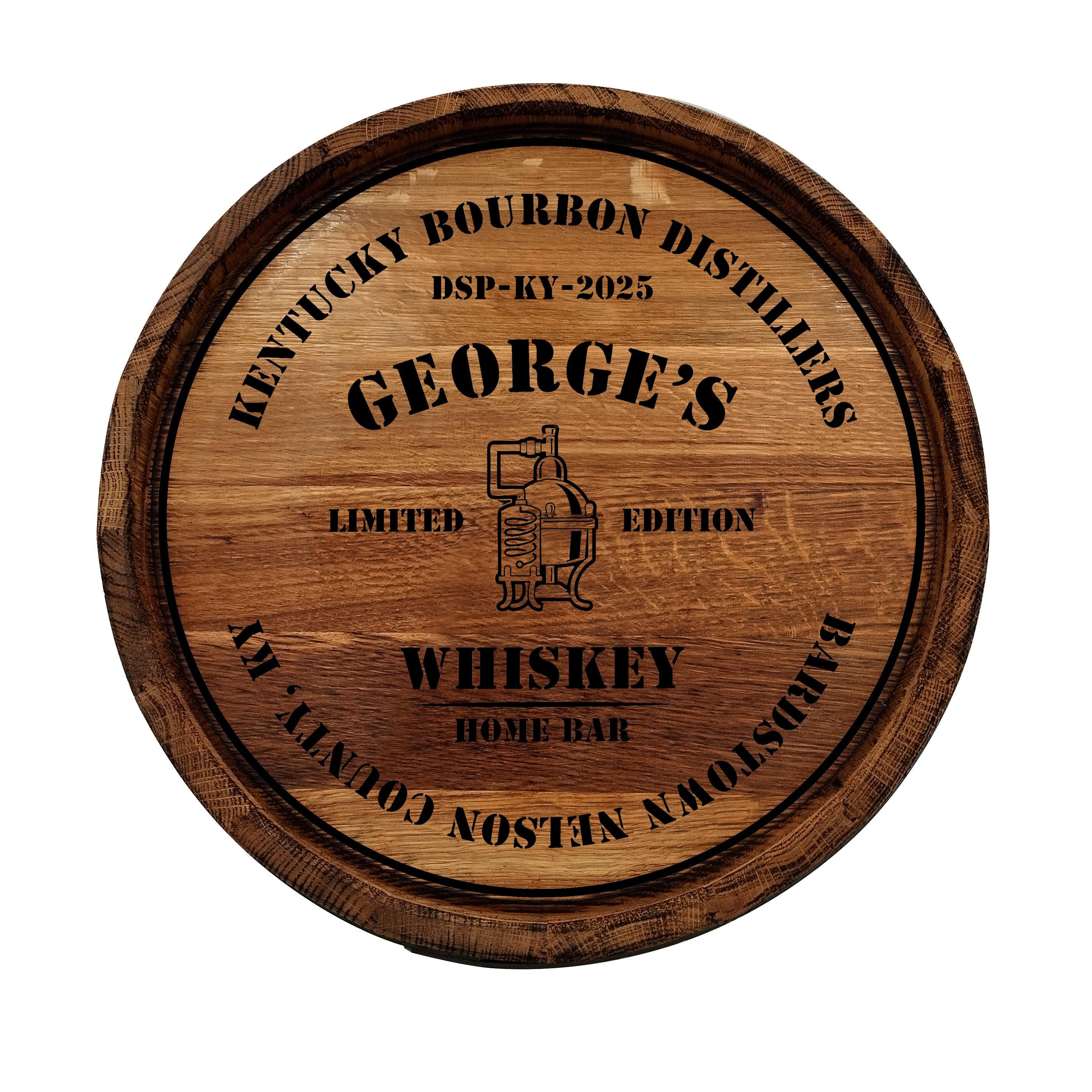 Personalized Oak Whiskey Barrel Head Sign, Custom Wood Wine Barrel Lid Wall Art, Vintage Bourbon Barrel Top, Unique Rustic Home & Bar Décor