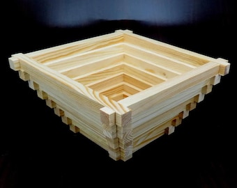 Custom Square Wooden Planter Box "Azorella" 32x32–Rustic Handmade Cachepot, Decorative Wooden Flower Pot Cover, Indoor- Outdoor Plant Holder