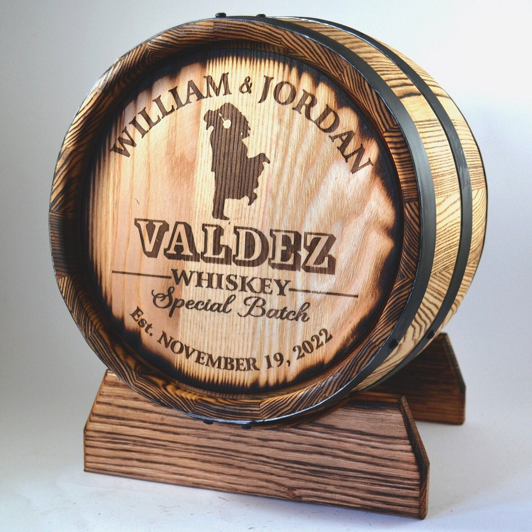 Wine Barrel Card Holder, Personalized Oak Whisky Barrel Holder, Rustic