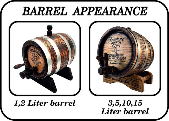 Botte Di Rovere Per Whisky Personalizzata Da 1 A 15 Litri, Botte Di Legno Personalizzata Per Vino, Rum, Brandy, Bourbon E Birra, Mini Barile In Legno Per Amanti Del Whisky, Vintage, Rustico - Foto 12