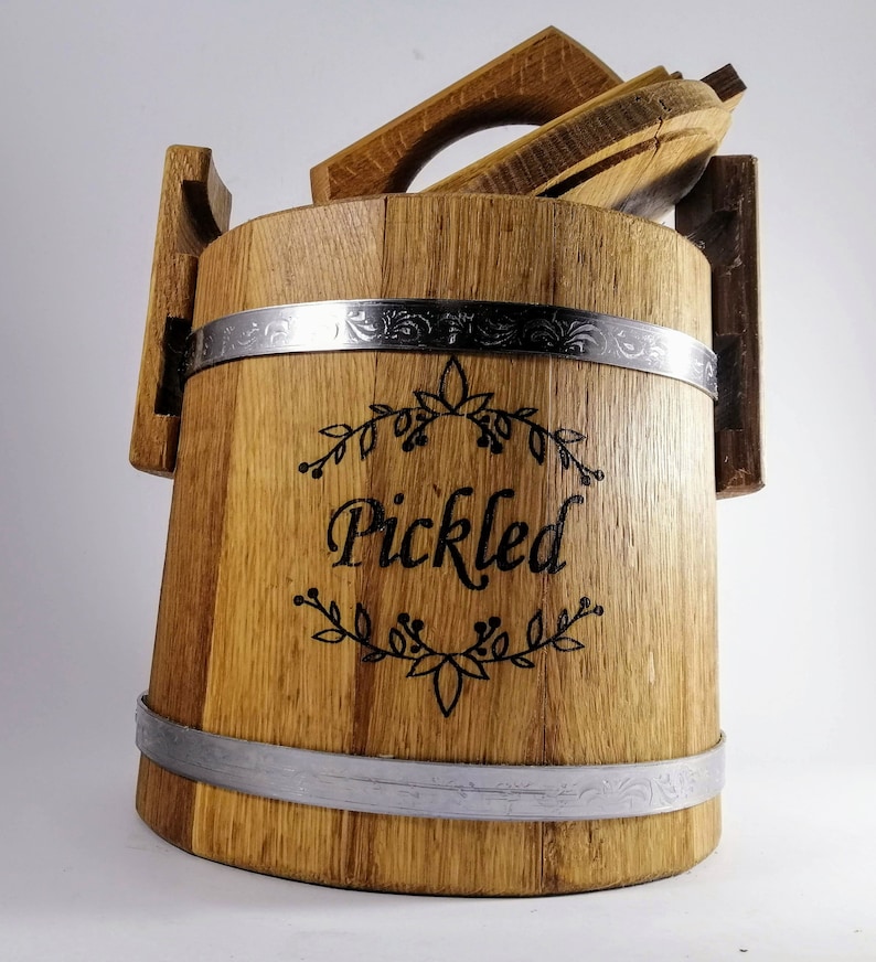 Gärfass, Gurkeneichenfass 3L-5L-10L-15L mit Deckel, Holzeimer für Sauerkraut, Fermenttopf, personalisierte Geschenke für Mama image 4