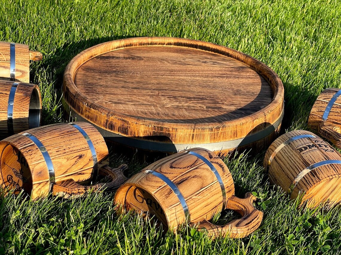 Set of 3 4 6 Wooden Beer Mugs Personalized Handmade Vintage Etsy