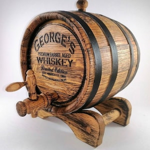 Personalized Oak Whiskey Barrel 1-2-3-5-10-15L, Whisky-Wine-Rum Barrel Wooden Bourbon Barrel Gift for Men Him Dad Husband Rum lover Oak Cask zdjęcie 5