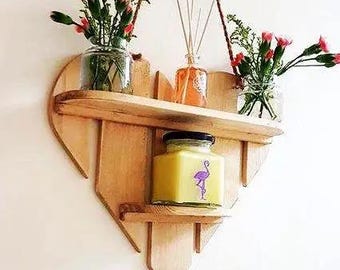 Custom Heart Shaped Wall Shelf–Wooden Decorative Wall Shelf–Handmade Rustic Wall Decor–Unique Heart Shelf for Home & Gift-Small Wall Shelves