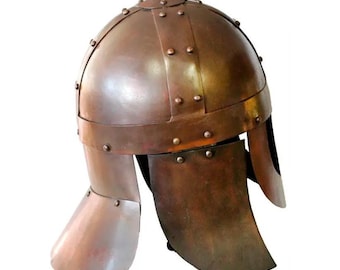 Full-Size Steel Knight Helmet–Medieval Armor Helmet–Hand-Forged Display Helmet for LARP, Cosplay, Reenactment–Gothic Warrior Headpiece