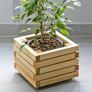 Custom Wooden Planter Box – Rustic Handmade Cachepot, Square Wooden Flower Pot Cover, Indoor & Outdoor Planter, Eco-Friendly Wooden Decor